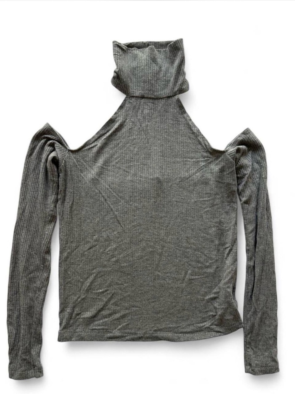 Emma & Sam Ribbed Turtleneck Top in Heather Gray | Size: M